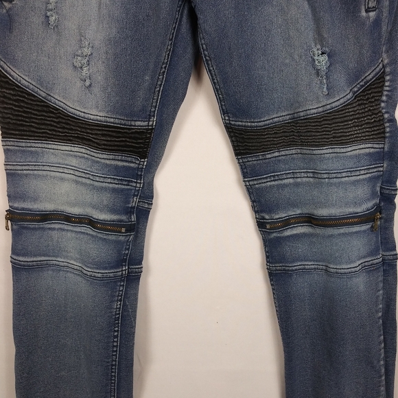 Demolition Statement Jeans Men's Size 40 x 31 Distressed Zipper Pockets - Picture 4 of 10